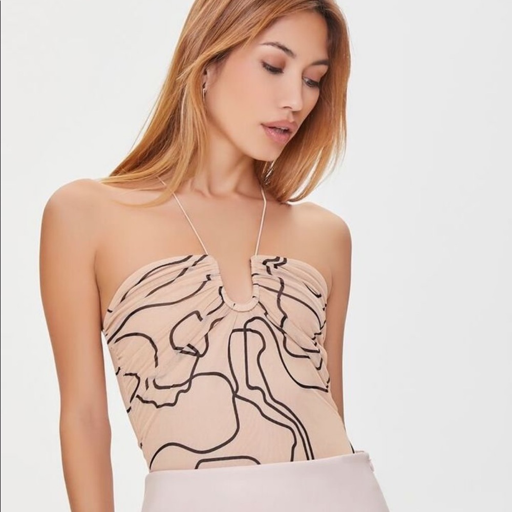 Abstract Print Crisscross Bodysuit, Sz Small